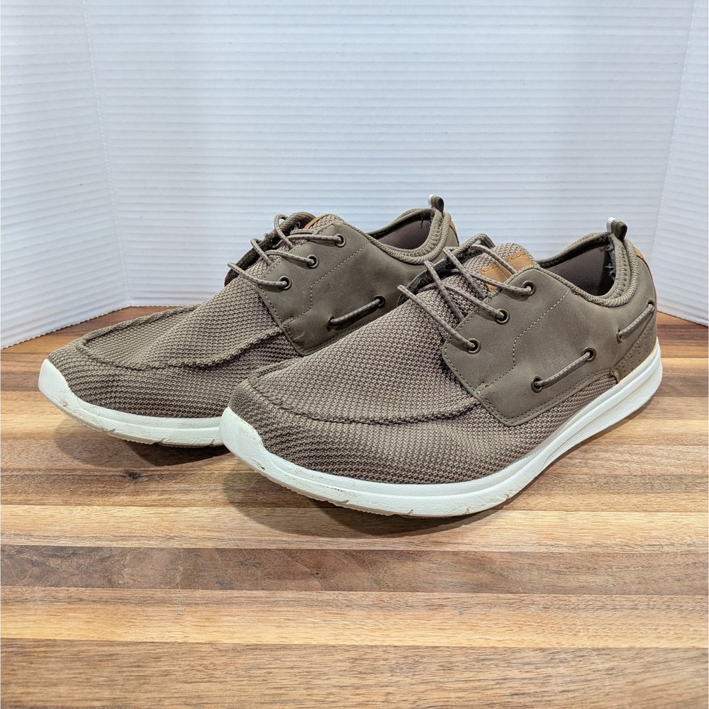 Magellan Outdoors Mahi II Boat Shoes Men's 12 Light Brown Canvas Slip On Loafer
